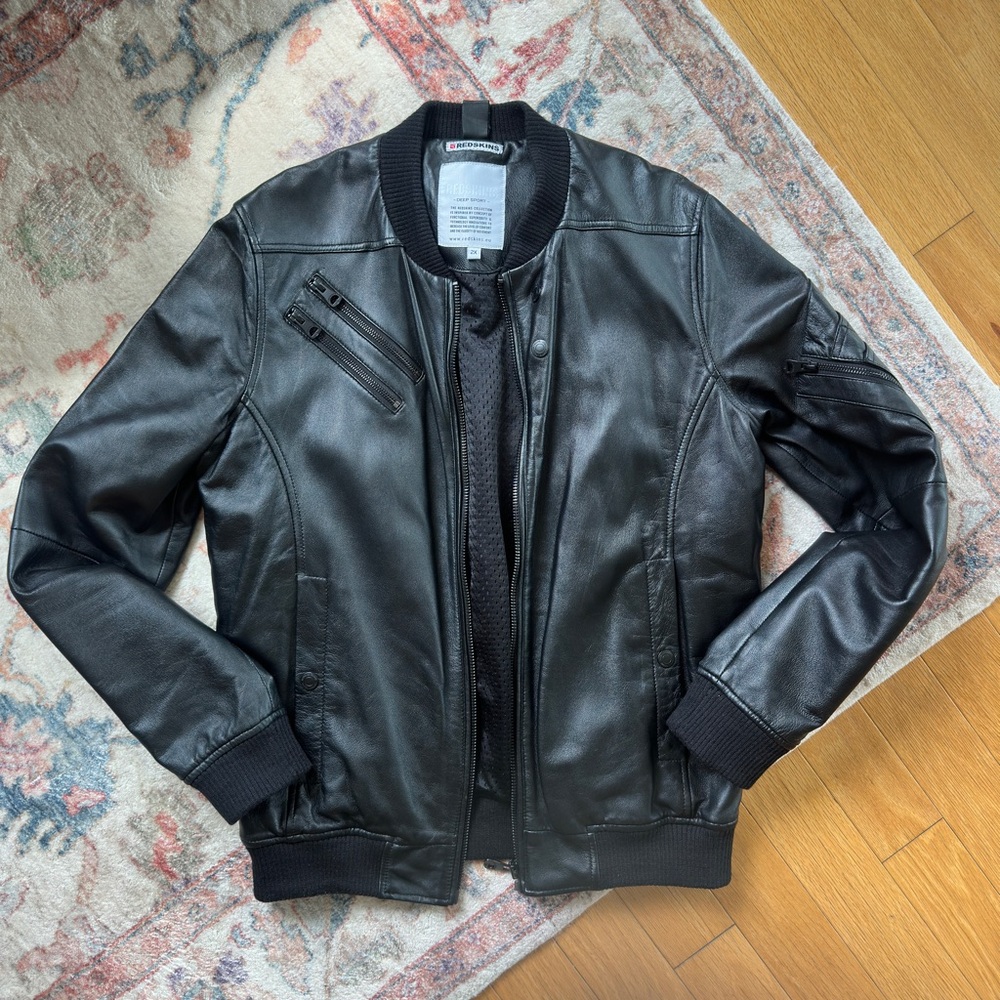 Black Leather Jacket (Purchased in Paris at Redskins)